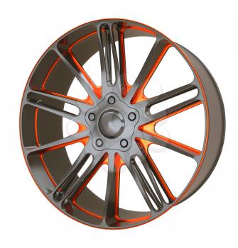 Vehicle alloy disc or wheel isolated over white (custom rendered)