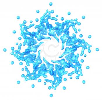 Water: Liquid shape blue star isolated over white