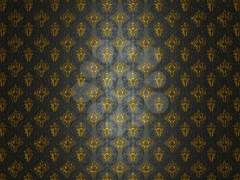 Black material with golden victorian ornament. Useful as pattern or background