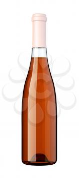 Corked bottle of white wine or brandy isolated on white