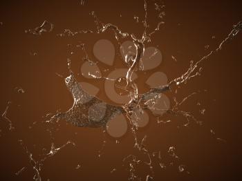 Drinks: Cocoa or Hot chocolate splashes over brown background