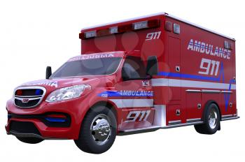Emergency: ambulance vehicle isolated on white (all custom made and CG rendered)