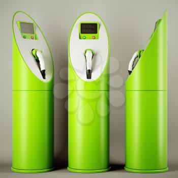 Green fuel: group of charging stations for electric cars 