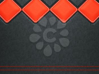 Leather background with red stitch and rhombuses (large resolution)