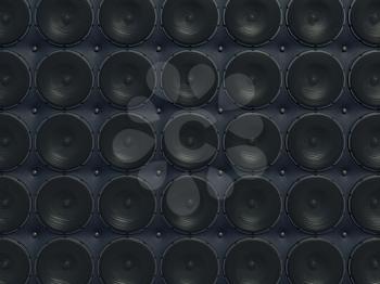 Loud Sound wall: black speakers over leather pattern (useful as background)