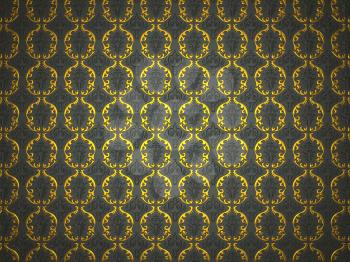 Material with golden and black victorian ornament. Useful as pattern or background
