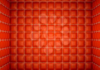 segregation or Isolation: Red stitched leather mattresses. Soft room concept.