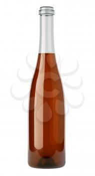 Uncorked bottle of white wine over white background