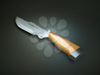 Weapon: hunting knife with large blade over grey