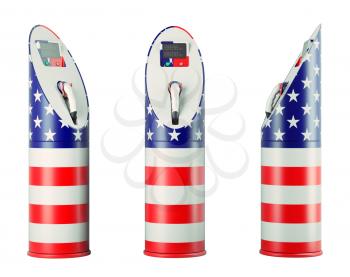 Eco fuel: isolated charging stations with USA flag pattern for electric cars