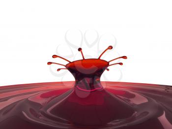 Splashes of cherry juice or wine with droplets isolated on white
