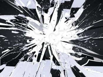 Pieces of destructed Shattered glass on white. Large resolution