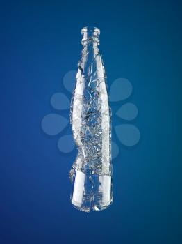 Royalty Free Clipart Image of a Broken Empty Glass Bottle