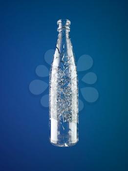 Royalty Free Clipart Image of a Shattered Empty Glass Bottle