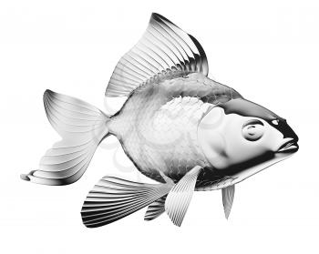 chromium-plated goldfish isolated over white