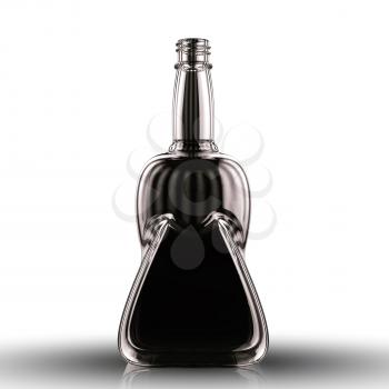Black Bottle for alcoholic beverages over white background