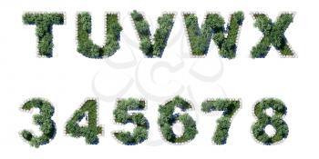 Green Garden set with grey cubing border. Letters and numerals