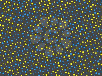 Polka dot pattern with yellow and blue circles on grey