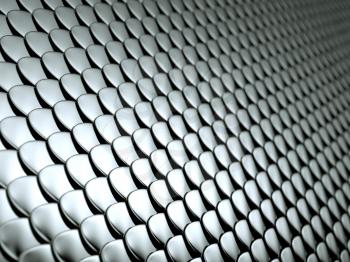 Close-up of Scales textured metallic chrome background. Large resolution
