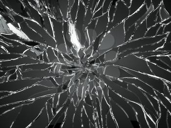 Smashed and shattered glass isolated on white