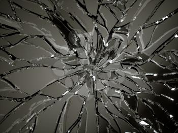 Demolished or shattered glass on black background