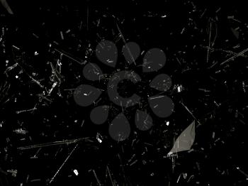 Destructed or Shattered glass over black background 