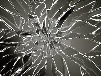 Pieces of demolished or Shattered glass on white