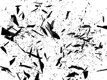 Pieces of black Shattered glass on white. Large resolution