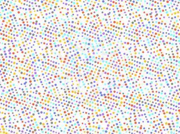 Polka dot background with red yellow grey purple blue circles. Isolated on white