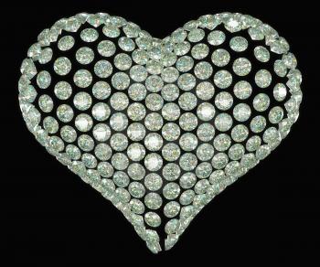 Heart shape diamond or gemstone set isolated on black