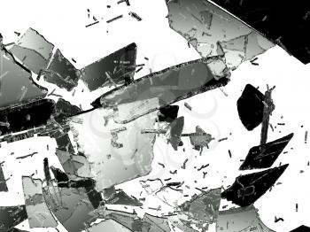 Damaged and Shattered glass on white. Large resolution