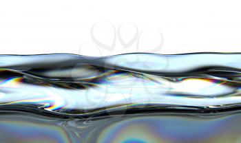 Oil or gasoline splashes and waves with oily pattern isolated on white