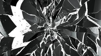 Shattered pieces of glass on white. Large resolution