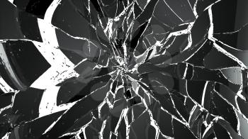 Demolished or Shattered glass isolated on white. Large resolution