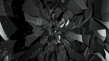 Broken and Shattered pieces of glass on black. Large resolution