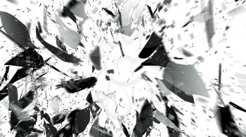 Shattered glass on white with motion blur. Large resolution