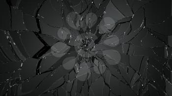 Demolished or cracked glass on black. Large resolution