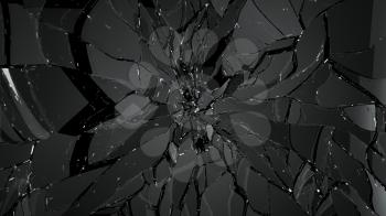 glass shatter and breaking on black. Large resolution