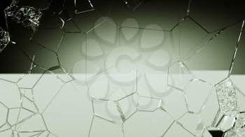 Cracked and broken glass background. Large resolution