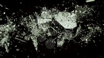 Splitted or shattered glass on black. Large resolution