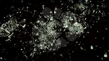Broken or cracked glass on black background. Large resolution
