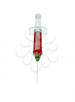 Medical squirt or syringe with drugs isolated on white