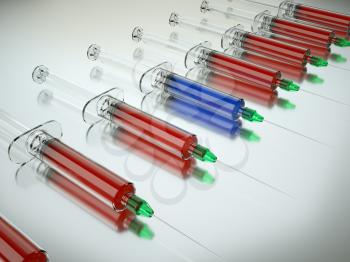 Right Medical choice with group of syringes and unique one. Large resolution