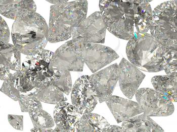 Diamonds or gemstones isolated on white background