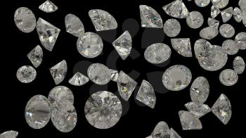 Diamonds or gemstones isolated on black background