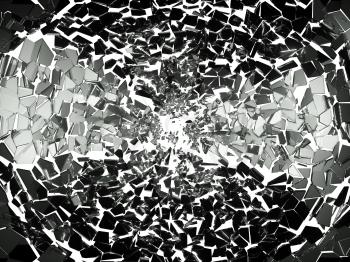 Pieces of splitted or broken glass on white. Large resolution