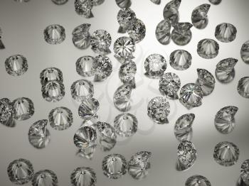 Large Diamonds or gemstones on reflected surface. Luxury and wealth