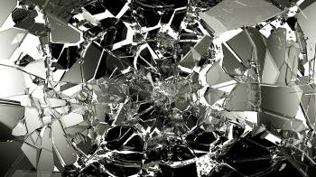 Broken and cracked glass isolated on white. high resolution