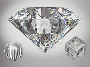 Large diamond with sparkles over gradient gray background