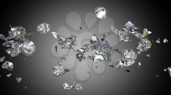 Shattered and cracked diamond or gemstones high resolution